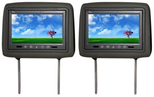 Pair of tview t921pl universal 9&#034; gray headrest car video monitors + 2 remotes