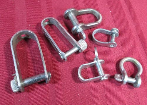 6 stainless steel shackles 1/8 &amp; 1/4" clevis sail halyard sheet jib main