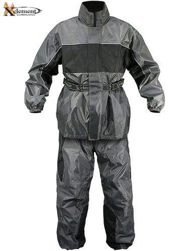 Xelement mens 2 piece gray and black motorcycle rainsuit