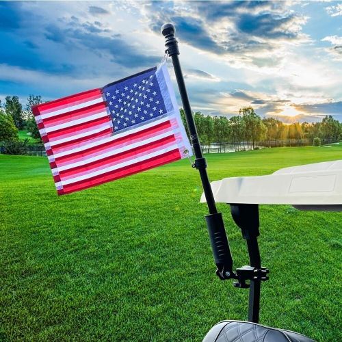 Golf cart flag holder, flag pole kit for yamaha club car &amp; ezgo 12"x18" flag inc