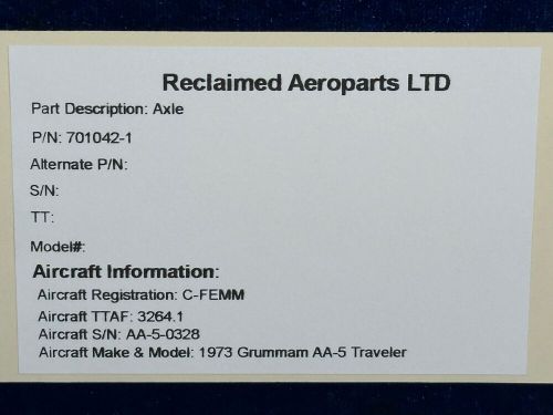 GRUMMAN AA-5 AXLE P/N: 701042-1, C $125.00, image 6