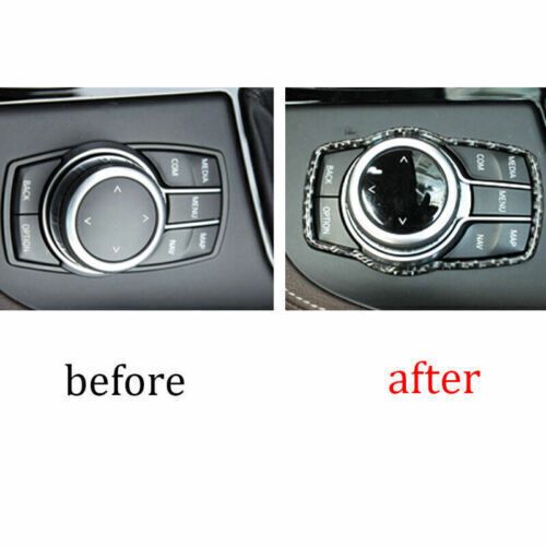 Multimedia Knob Real Carbon Fiber Central Console Frame Trim For BMW X1 2016-19, US $14.12, image 2