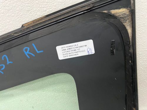 11-16 honda cr-z crz rear left driver side quarter window glass, oem lot3452