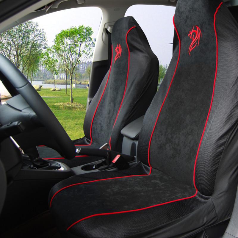 Adeco 2-Piece Universal Vehicle Car Front Seat Cover Set - Black w/ Embroidery, US $25.99, image 2