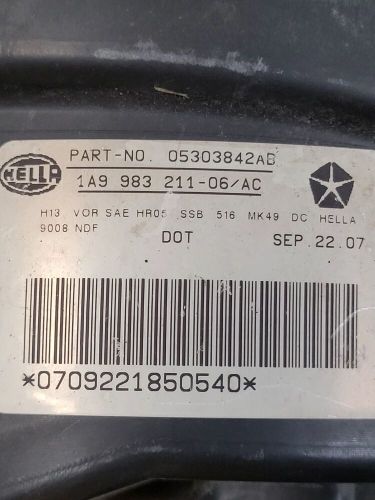 07- 17 JEEP PATRIOT RH PASSENGER SIDE HEADLIGHT HEADLAMP 05303842AB OEM, US $45.00, image 4