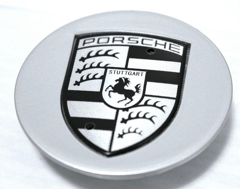 Purchase PORSCHE SILVER & BLACK CENTER EMBLEM WHEEL CENTER CAPS X4 75