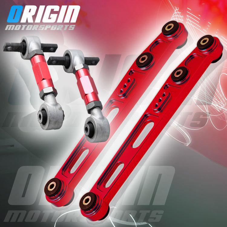 Purchase RED CIVIC EK EK9 SI D15 D16 D16A ALUMINUM REAR LOWER CONTROL ARMS + CAMBER KIT in Los