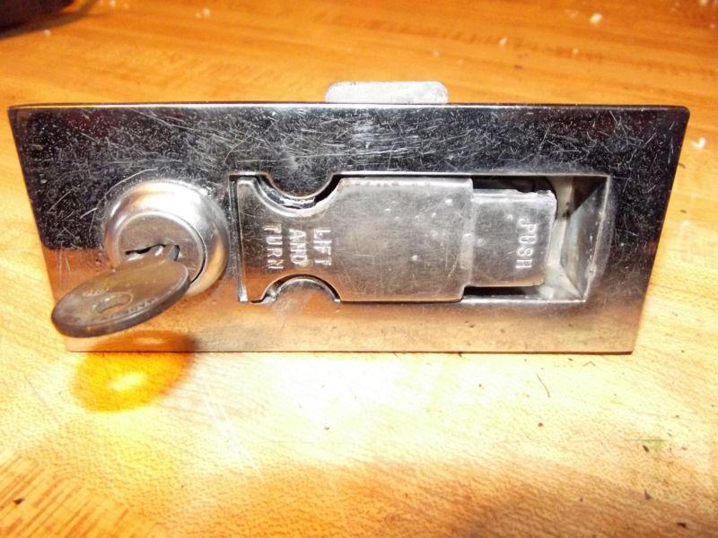  flush mount chrome plated cam latch 2" x 4-5/8" (good & useable)