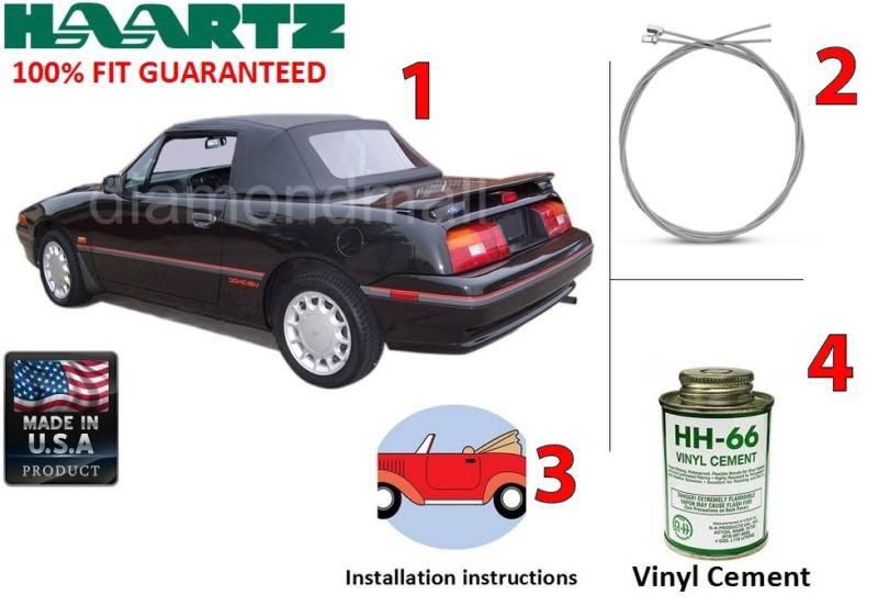 Ford / mercury capri convertible soft top kit (diy) fits: july 1992 - 1994