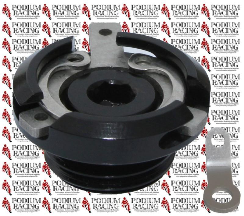 Ducati black engine oil filler cap with safety wire sport touring st2 st3 st4