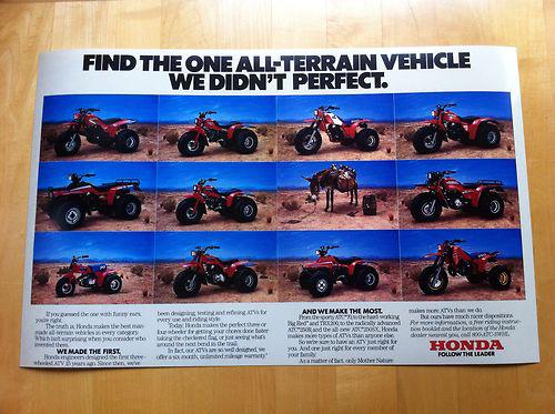 1985 honda atc poster product line up 350x 250r 200x 200s big red 125m 110 70