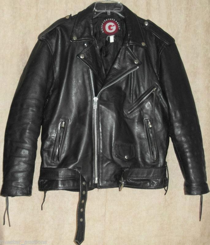 Vintage mens black biker 48 classic motorcycle jacket genuine leather sidelaces