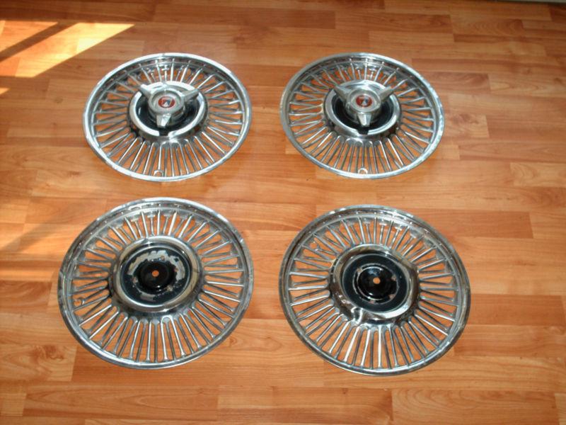 1962 1963 ford fairlane / falcon 13" wire wheel hubcaps with 2 spinners