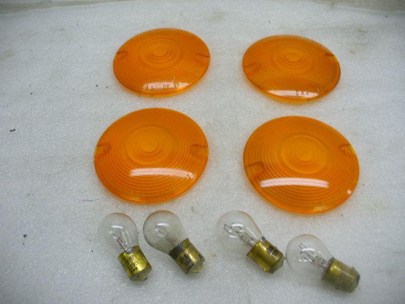 Harley fl touring/softail large flat amber turn signal lenses & clear bulbs.