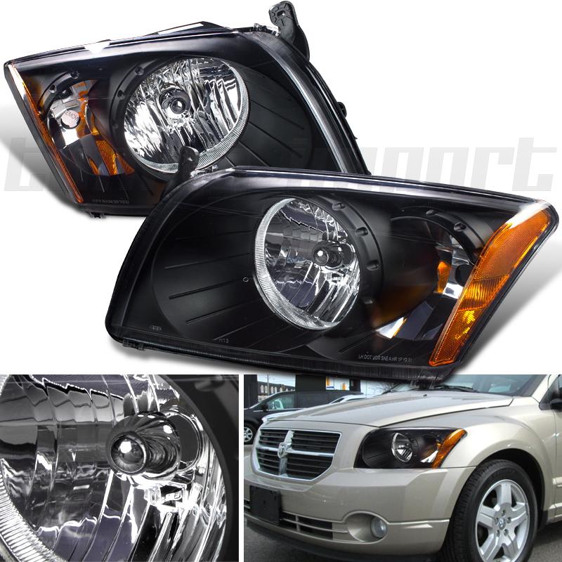 07-12 dodge caliber w/o leveling black head signal lights lamps amber reflector 