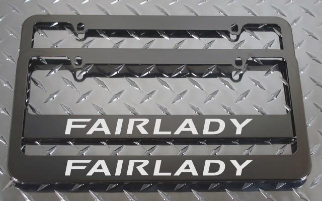 2 brand new nissan fairlady gunmetal license plate frame + screw caps