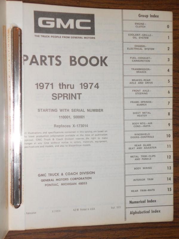 1971-1974 / GMC SPRINT (EL CAMINO?) PARTS BOOK / ORIGINAL PARTS CATALOG, US $74.50, image 4