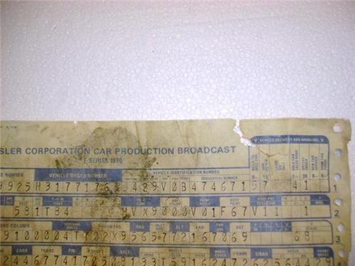 1970 1971 1972 1974 BROADCAST SHEET Charger Challenger Cuda RT, US $314.00, image 4