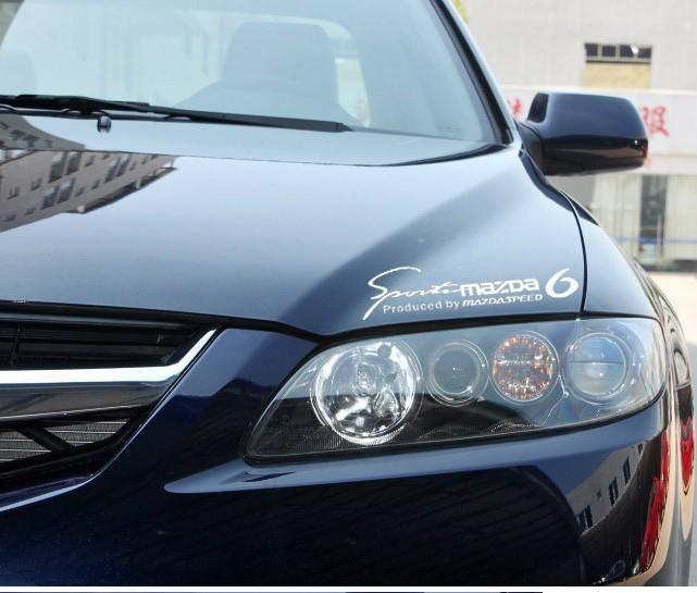 'sport' mazda 6 car light eyebrows sticker car mazda  logo decal sticker white