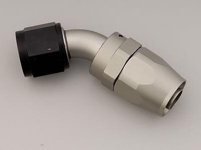An -10 45 degree swivel fitting hose black/gray mustang camaro drag circle track