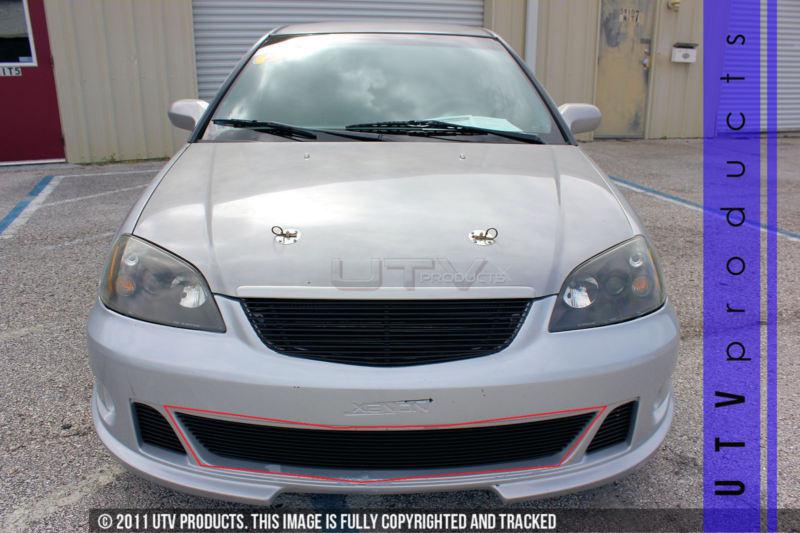 2001 - 2002 honda civic coupe xenon 1pc center bumper black billet grille 2dr 