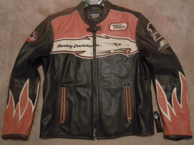 Find Mens Harley Davidson Leather Jacket, Size L, Screamin Eagle Racing ...