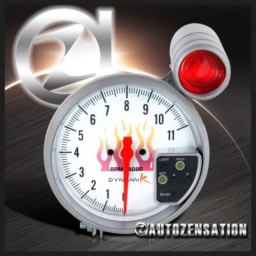 Find 5" JDM Shift Light White Face 11K RPM Tachometer Tach Gauge Set+7