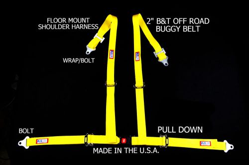 Rjs racing 2&#034; buggy off road seat belt 4 point b&amp;t floor harness yellow 4002906