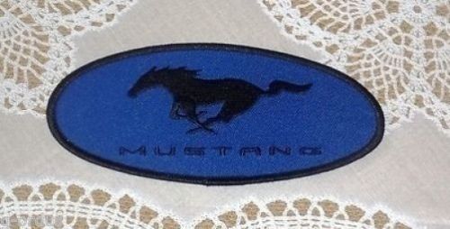 Brand new blue and black 6 1/2&#034; ford mustang pony embroidered iron on patch!