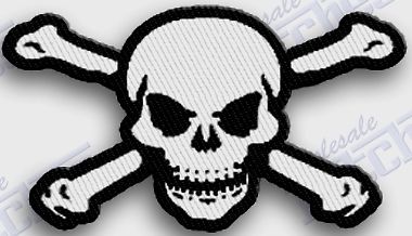 Skull and crossbones iron on embroidered patch 2 inch poison beware pirates