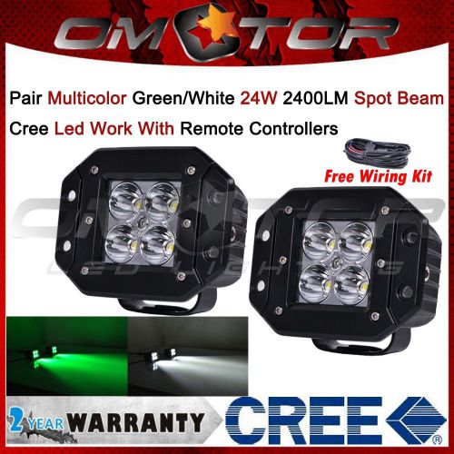 Find Remote Control 24W White&Green Spot Beam Cree LED Fog Work Light*2