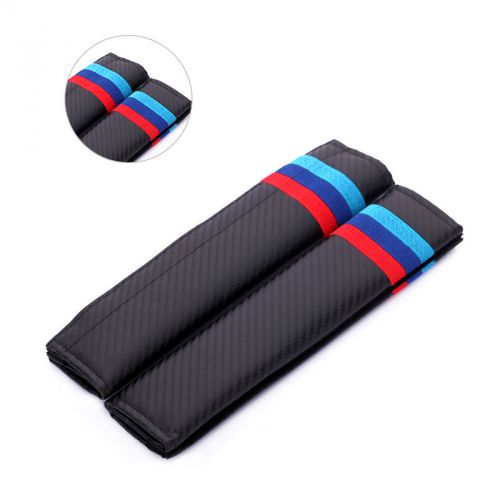 2x three color m power carbon fiber car seat belt cushions shoulder pads for bmw