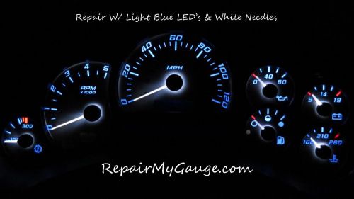 Chevy silverado speedometer instrument cluster repair w/light blue leds, white