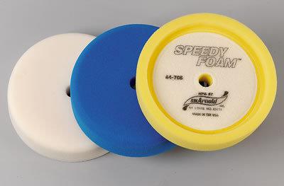 S.m. arnold buffing pad blue fine 8"diameter hook and loop attachment 1.75"thick