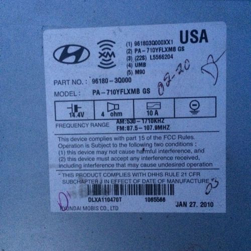 2012 hyundai sonata factory radio