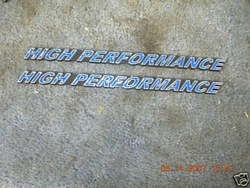 New high performance emblems blue painted script 7"
