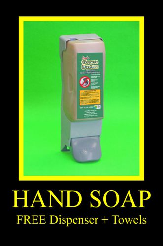 Walnut shell scrubber grit hand cleaner 3.5l free dispenser &amp; towels, 4 soap