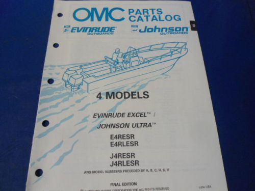 1990 omc evinrude/johnson parts catalog, 4 models evinrude excel/johnson ultra