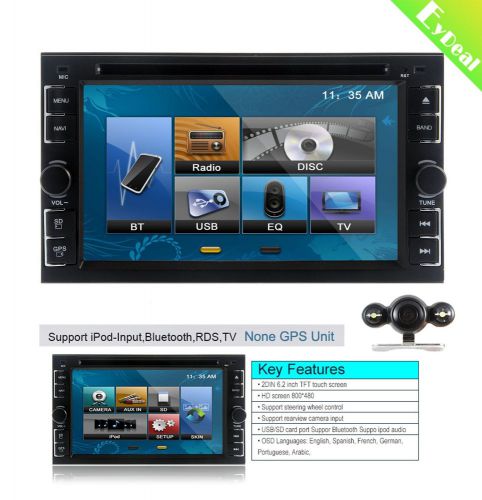 6.2" hd lcd touch screen double 2 din bt car cd dvd player radio stereo+camera