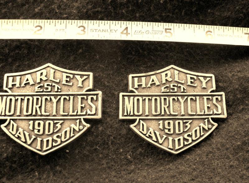 Vintage brass set harley-davidson/car emblems  