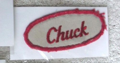 Vintage oval name patch ~ chuck ~ mechanics garage ~ used ~ approx 3&#034;