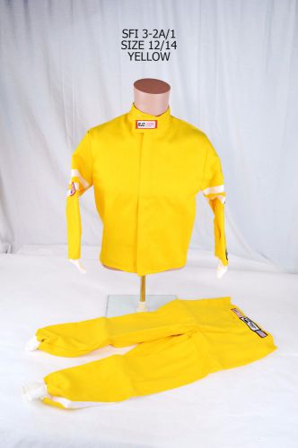 Rjs racing youth jr sfi 3-2a/1 classic 2 pc suit fire suit yellow size 12/14