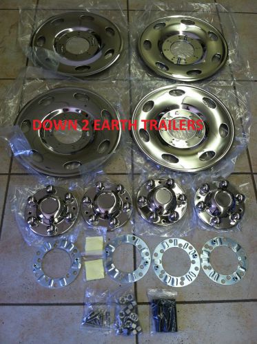 (4) phoenix usa 15" stainless trailer wheel hub caps rim covers; bolt on! nst15