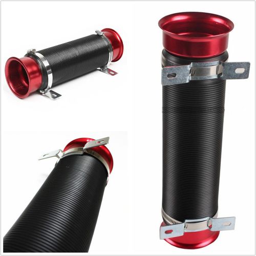 Car suv 3"multi flexible ram/cold air intake turbo pipe inlet duct tube hose red