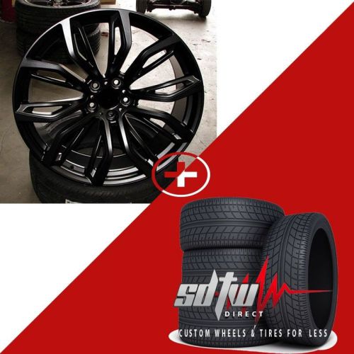 22&#034; wheels fits bmw x5 x6 x5m style rims matte black finish w/ pirelli tires 375