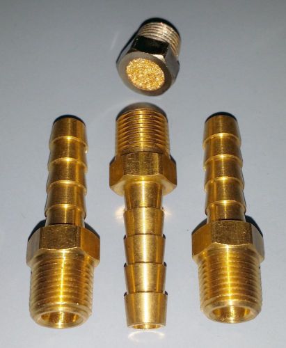 Mac brass hose barb fitting kit + filter for 4-port solenoid actuators boost