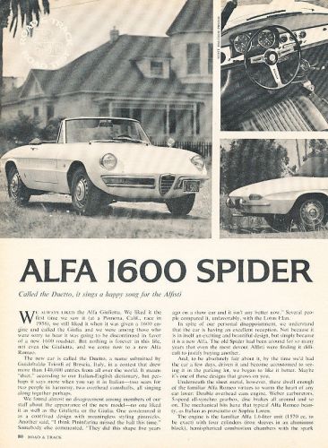 1966 alfa 1600 spider - road test - classic article d174