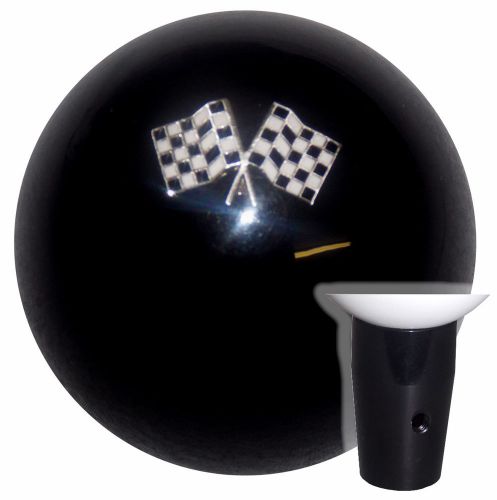 Checkered flags black non threaded shift knob blk kit u.s. made