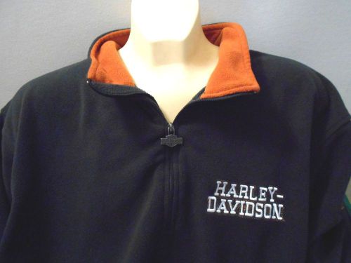 Harley davidson motorcycle jacket ~ black/orange embroidery fleece half zip 3xl