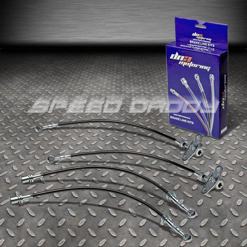 Front+rear stainless hose disc brake line/cable for 91-95 mr2 sw20 turbo black